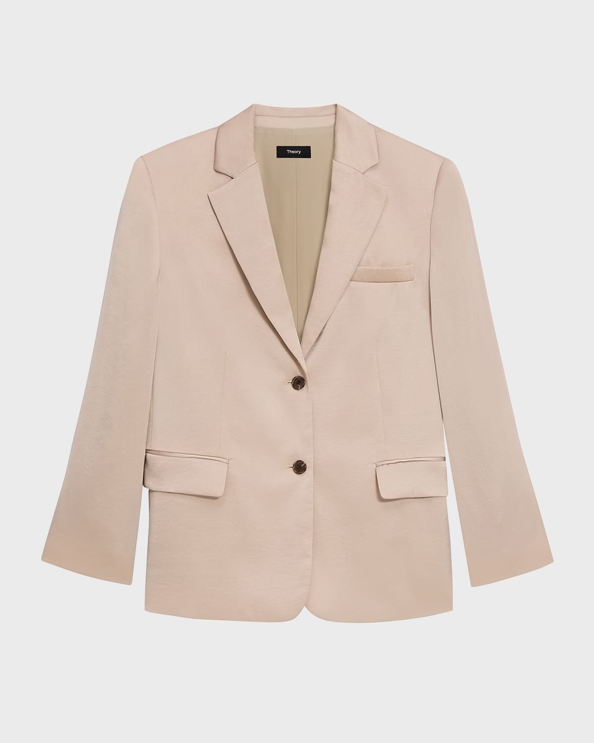 THEORY CRUSHED SATIN TWO-BUTTON BLAZER 