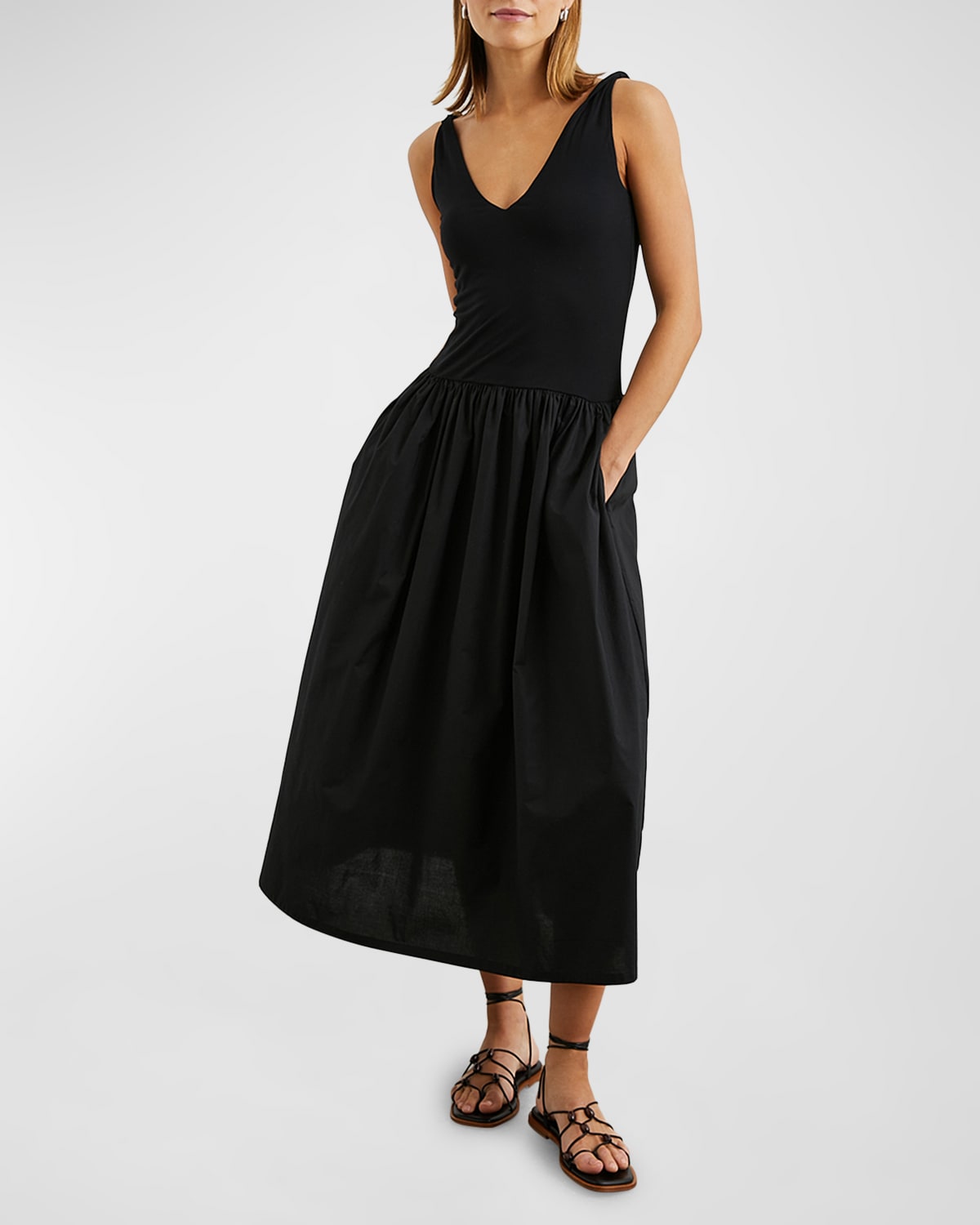 Rails Franca Drop-waist Midi Dress In Black