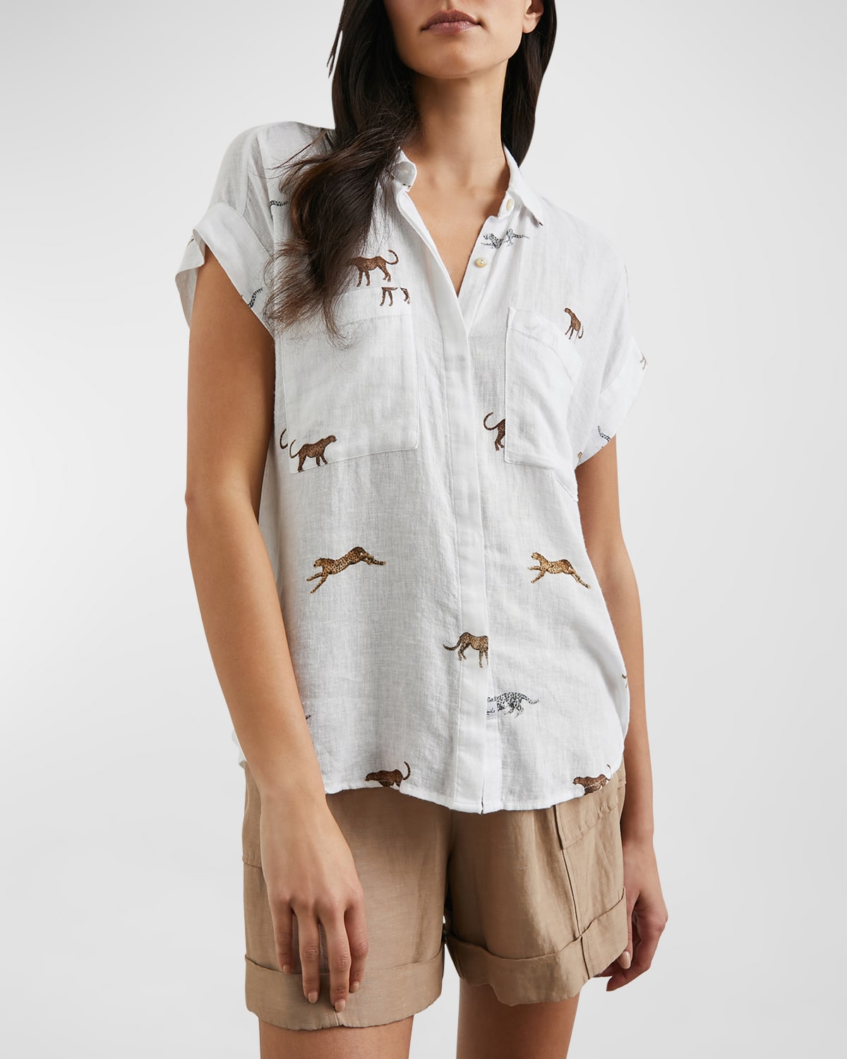 Rails Safari Cheetah Cito Button-front Shirt In White