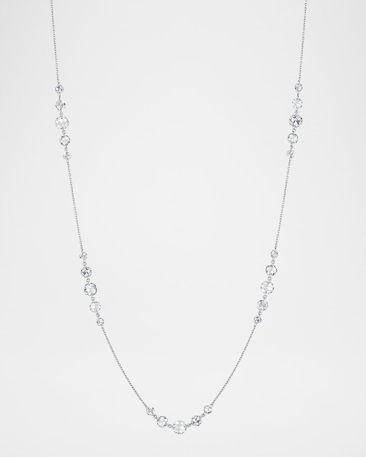 18K White Gold Ethereal Diamond Station Necklace, 3.70tcw