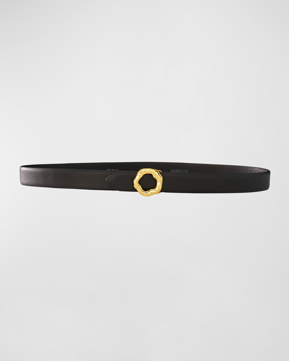 Shop Aureum Collective No. 1 Leather Belt With Abstract Buckle In Black Gold