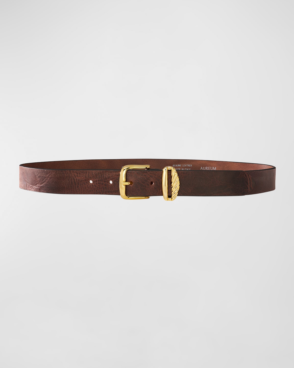 Shop Aureum Collective No. 3 French Rope Buckled Leather Belt In Caffe Gold