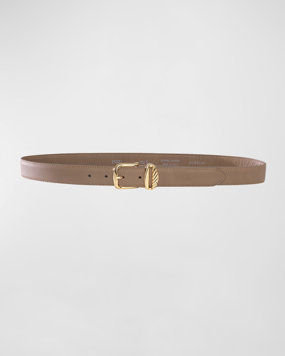 Shop Aureum Collective No. 3 French Rope Buckled Leather Belt In Taupe Gold