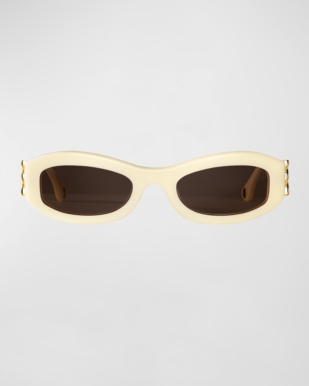 Shop Aureum Collective Como Twisted Acetate Oval Sunglasses In Cream