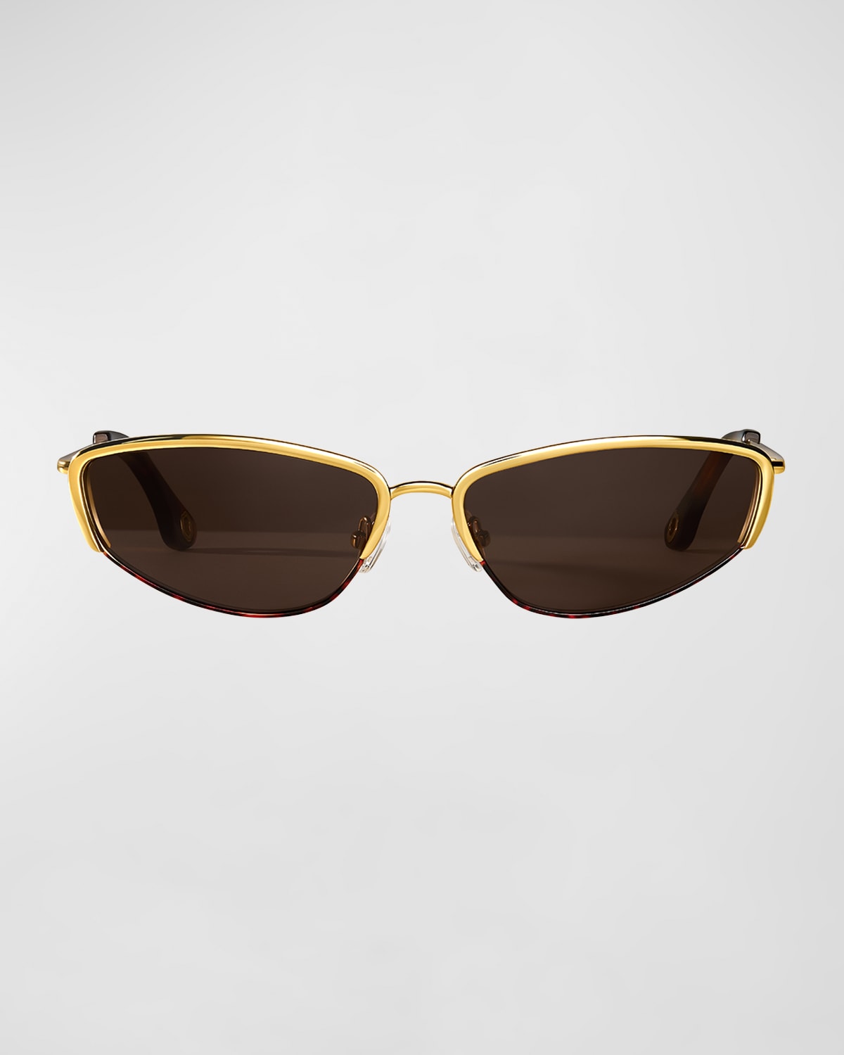 Shop Aureum Collective Venice Half-rimmed Metal Butterfly Sunglasses In Tortoise Gold