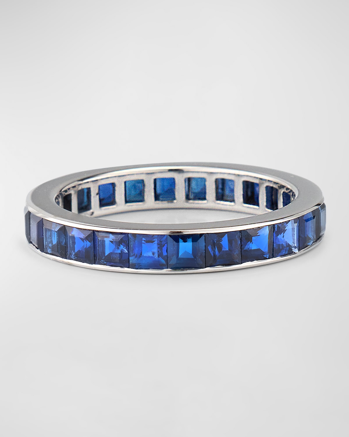 Estate 3.2mm Platinum Channel Sapphire Ring, Size 6