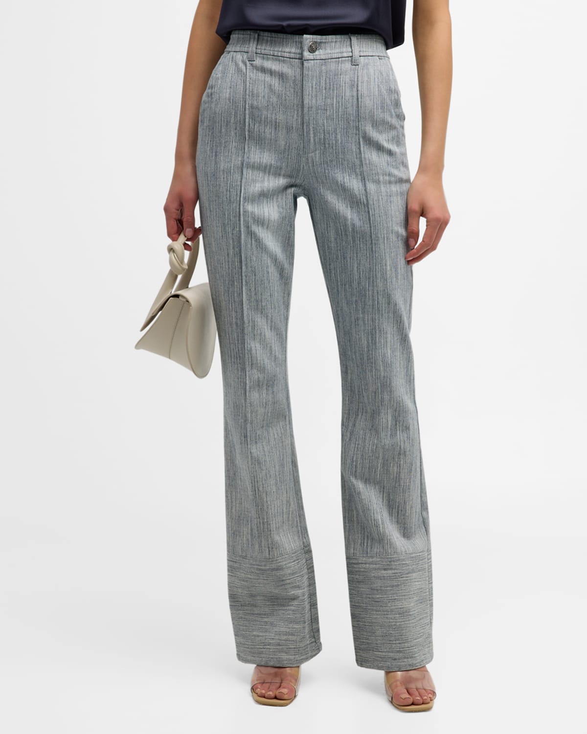 Shop Cinq À Sept Evelyn Two-tone Flare Pants In Indigowhite