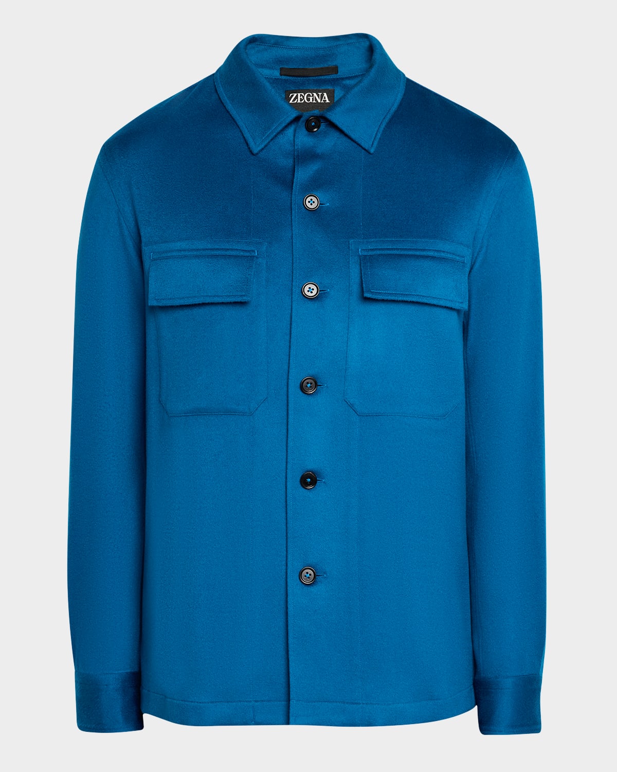 Zegna Men's Oasi Cashmere Overshirt In Dk Blu Sld