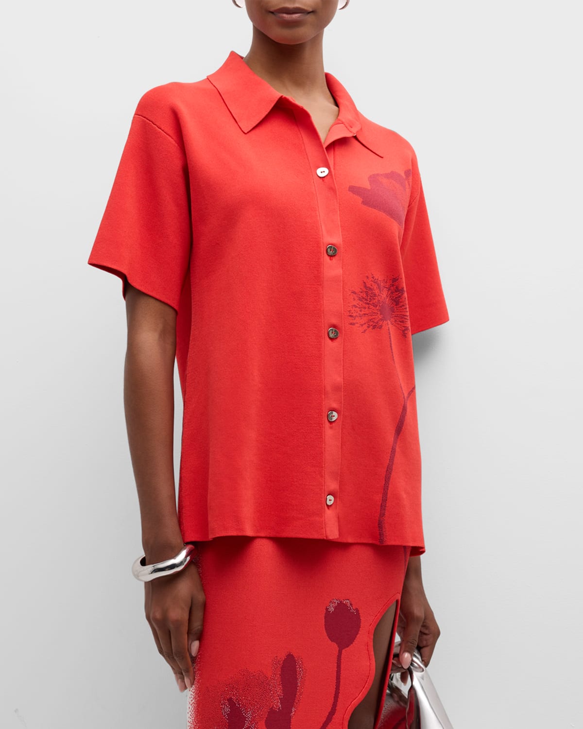 Amber Oversized Short-Sleeve Polo Shirt