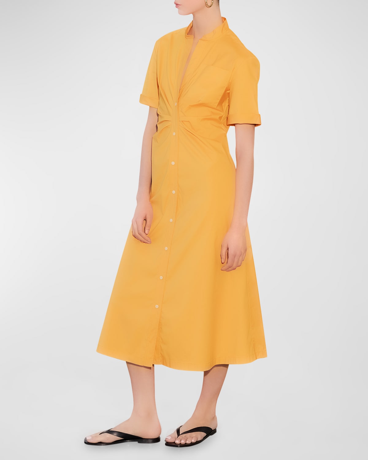 Noor Ruched A-Line Midi Shirtdress