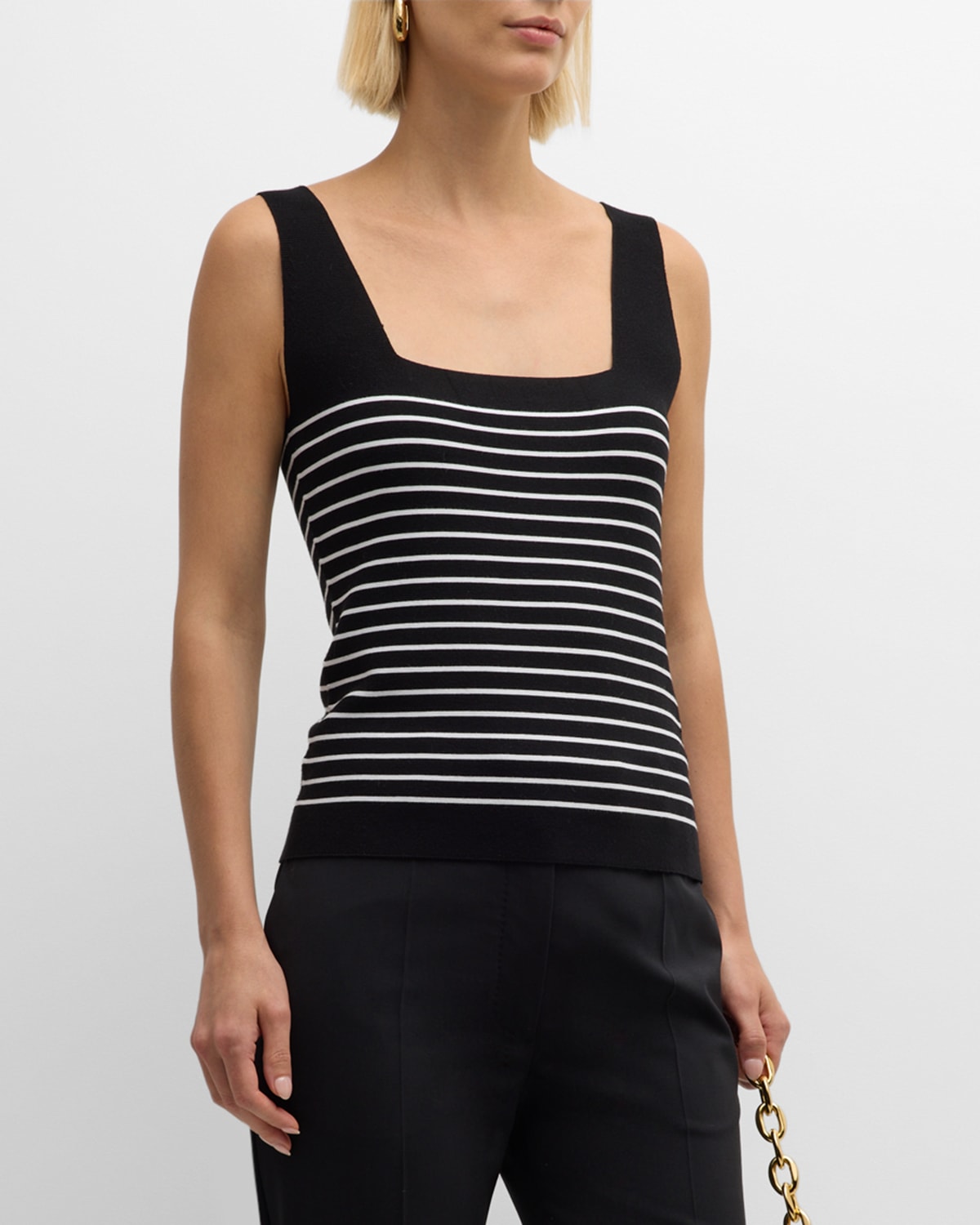 The Ellie Striped Square-Neck Sweater Tank