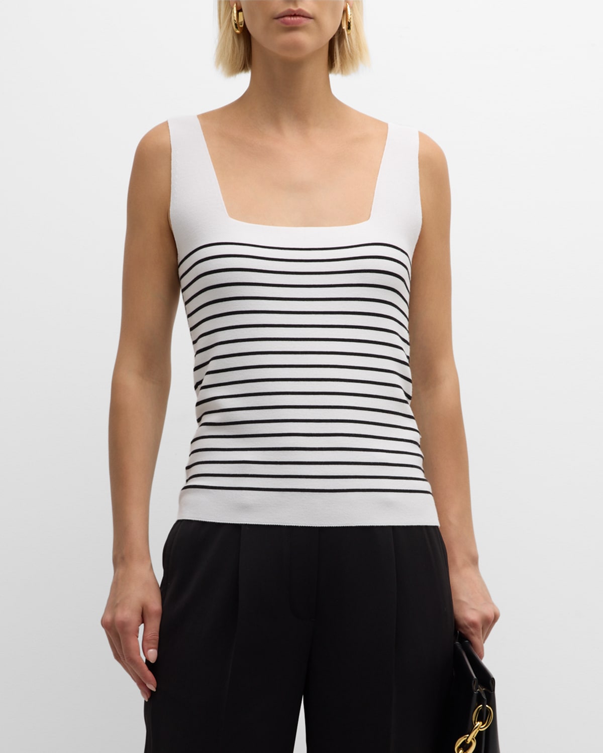 The Ellie Striped Square-Neck Sweater Tank