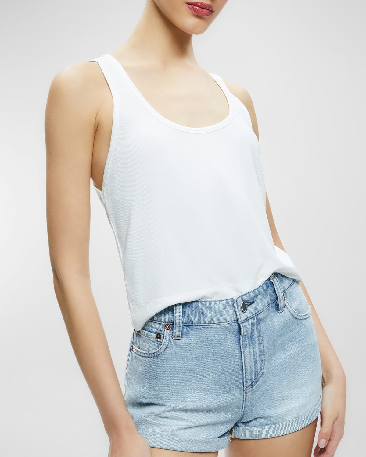Shop Alice And Olivia Avril Boxy Tank Top In Off White
