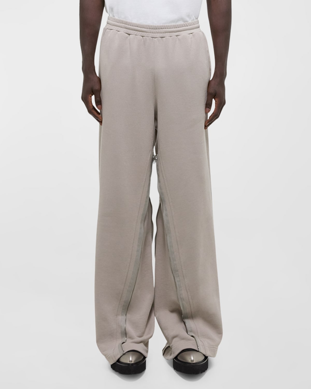 Helmut Lang Men's Gusset Cotton Sweatpants In Gray