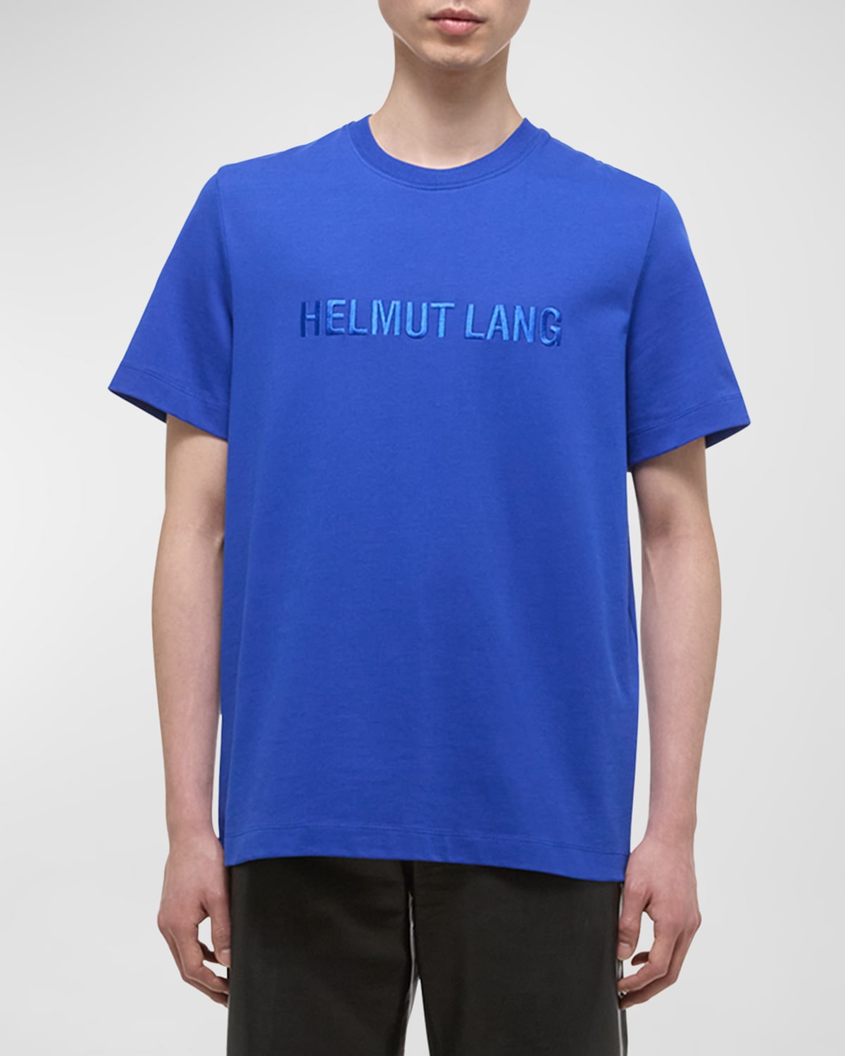 Shop Helmut Lang Men's Logo Oversized Short-sleeve T-shirt In Cobalt