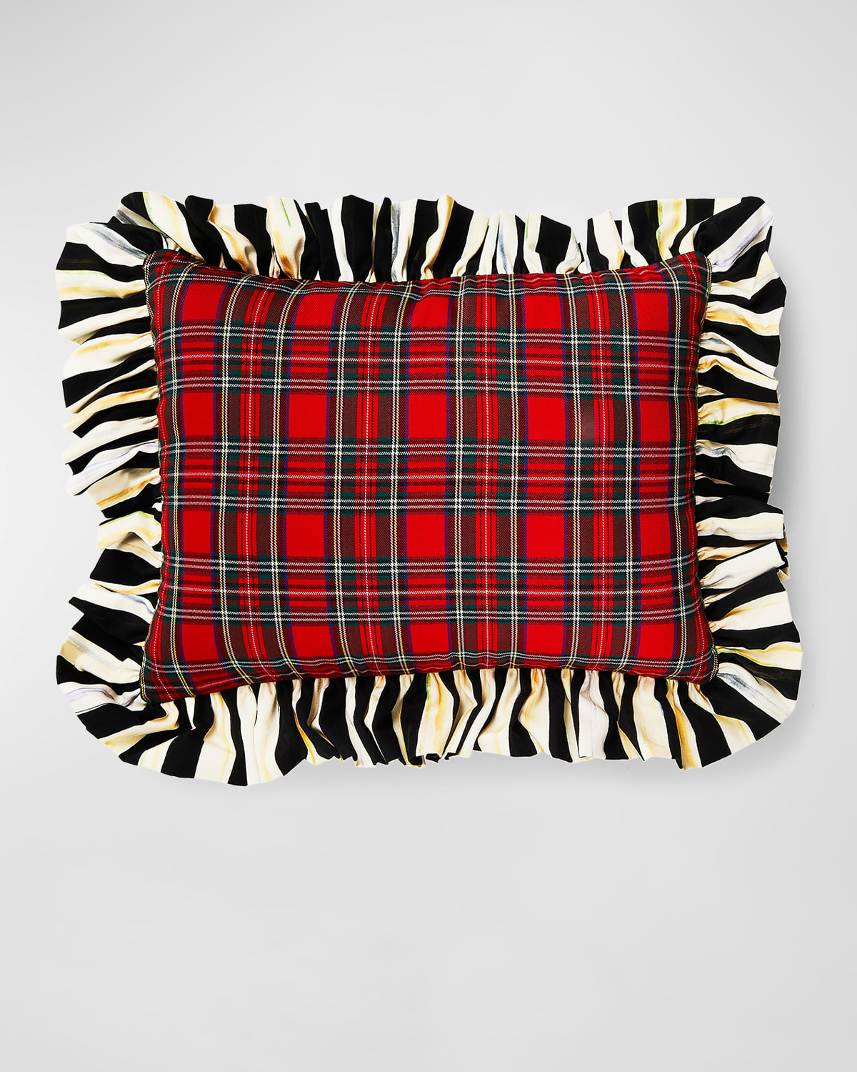 MACKENZIE-CHILDS TARTAN STRIPE RUFFLE LUMBAR PILLOW 