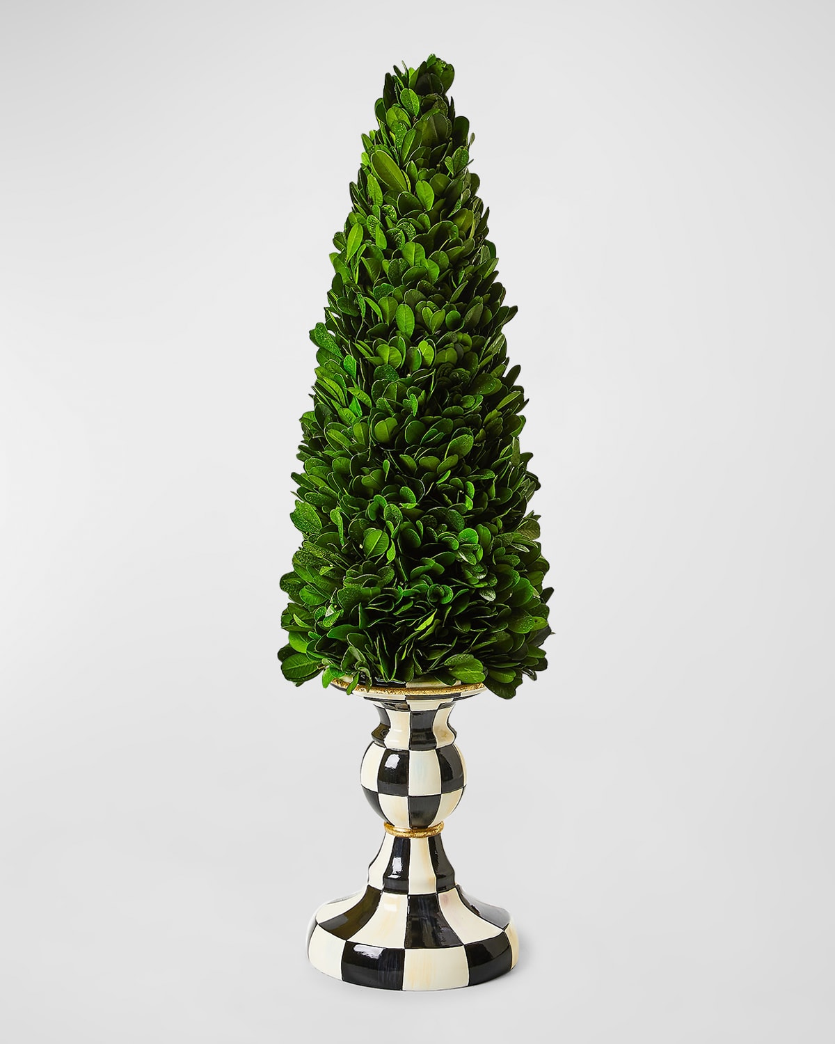 Mackenzie-childs Courtly Check Medium Pedestal Boxwood Tree In Green