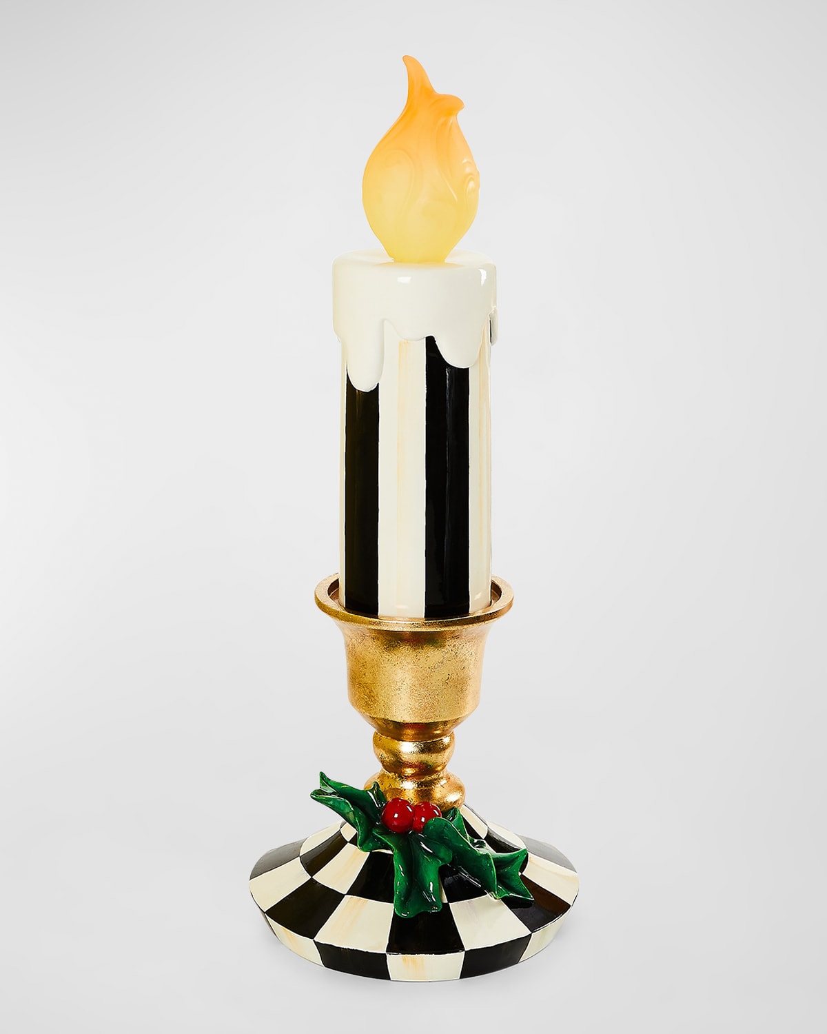 Mackenzie-childs Courtly Check Small Illuminated Trophy Candle In Multi