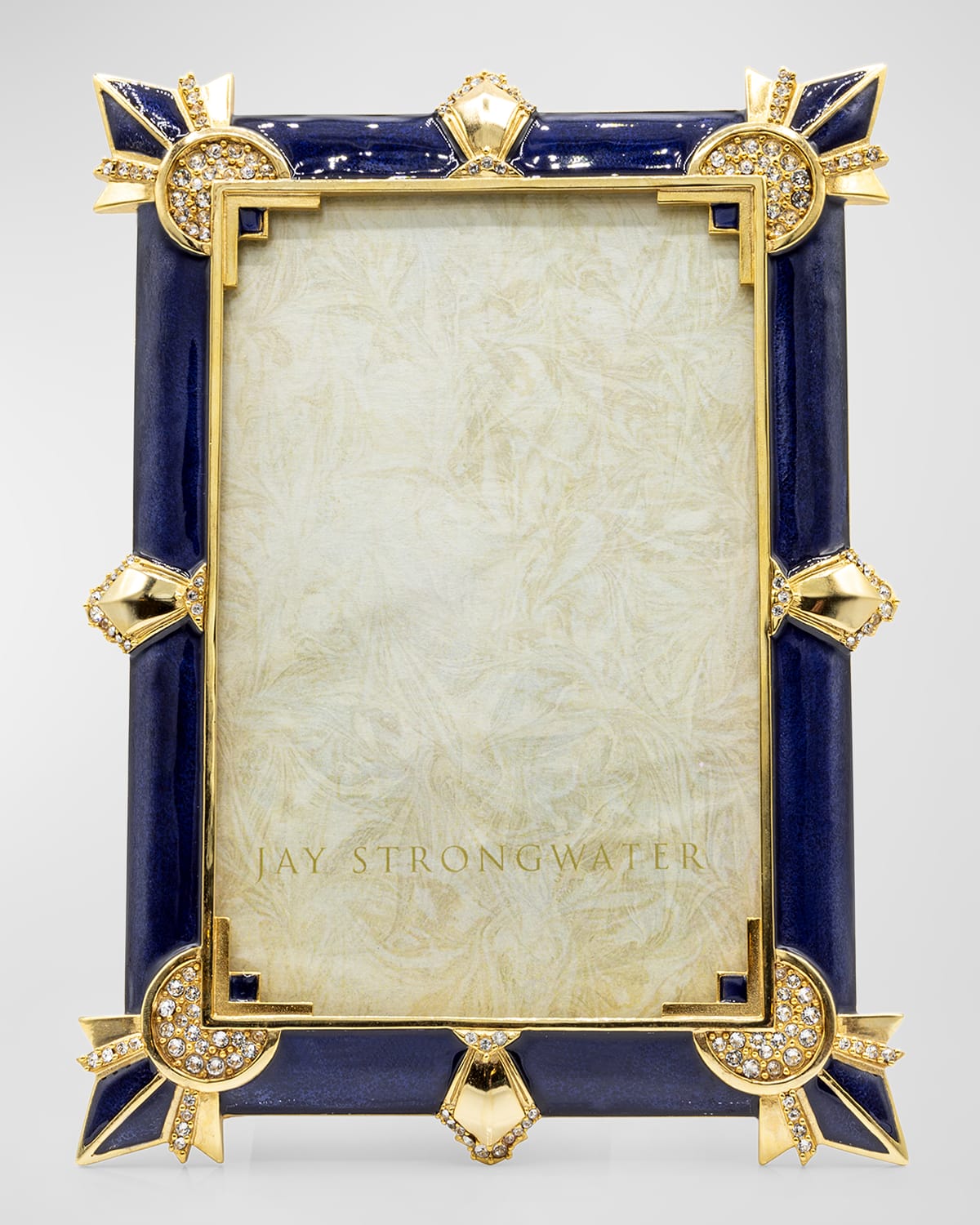 Jay Strongwater Art Deco Frame, 4" X 6" In Navy