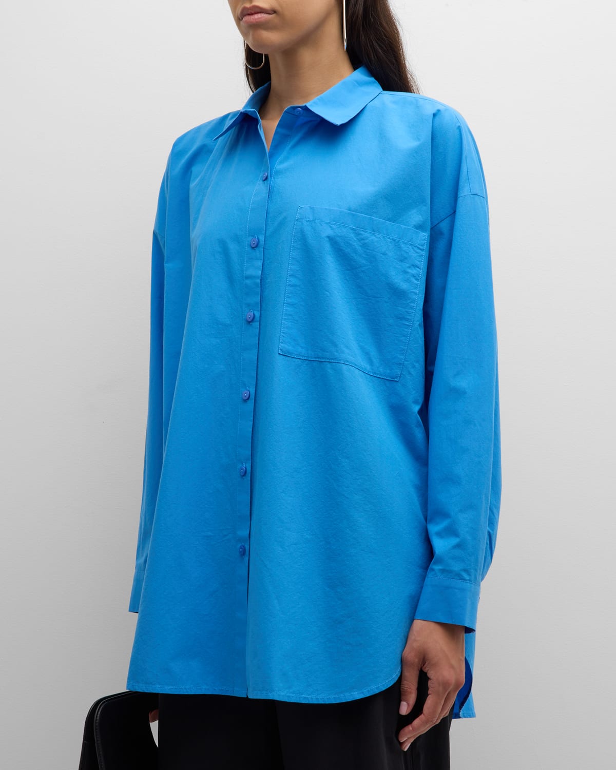 Shop Eileen Fisher Garment-washed Organic Cotton Poplin Shirt In Calypso