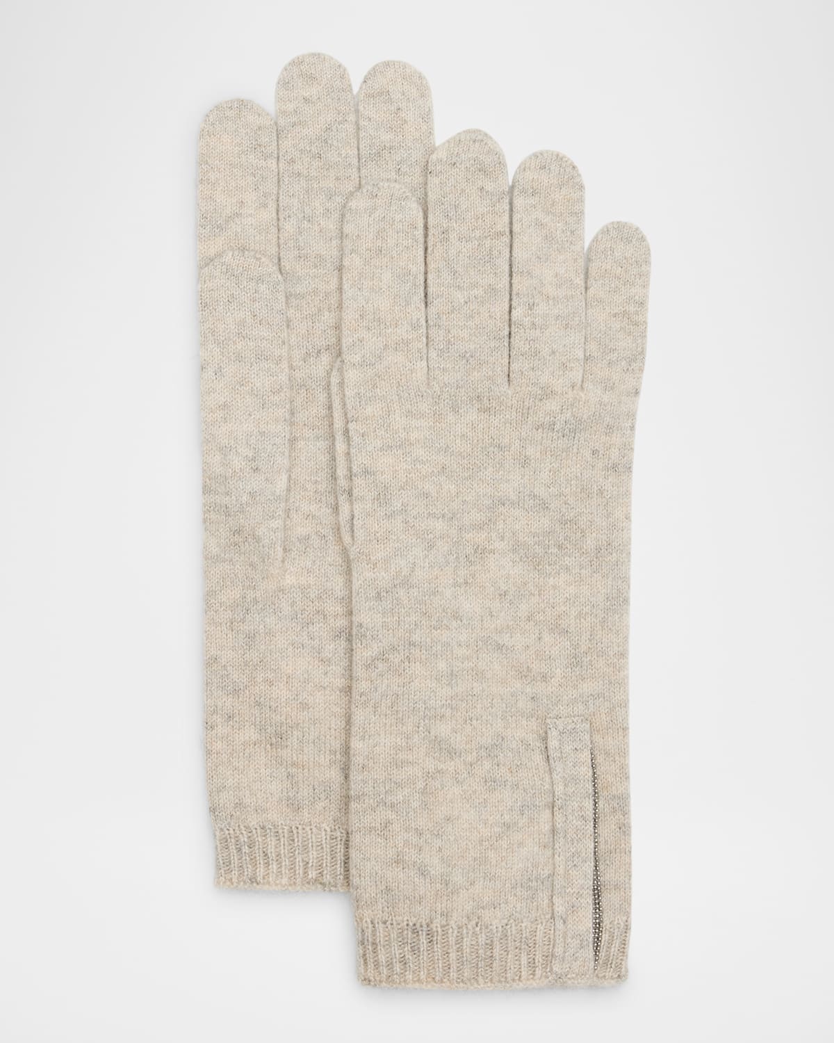 Brunello Cucinelli Cashmere Glove With Monili Detail In C8920 Light Grey
