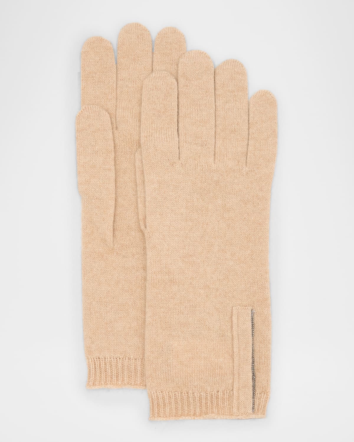 Brunello Cucinelli Cashmere Glove With Monili Detail In C057 Natural