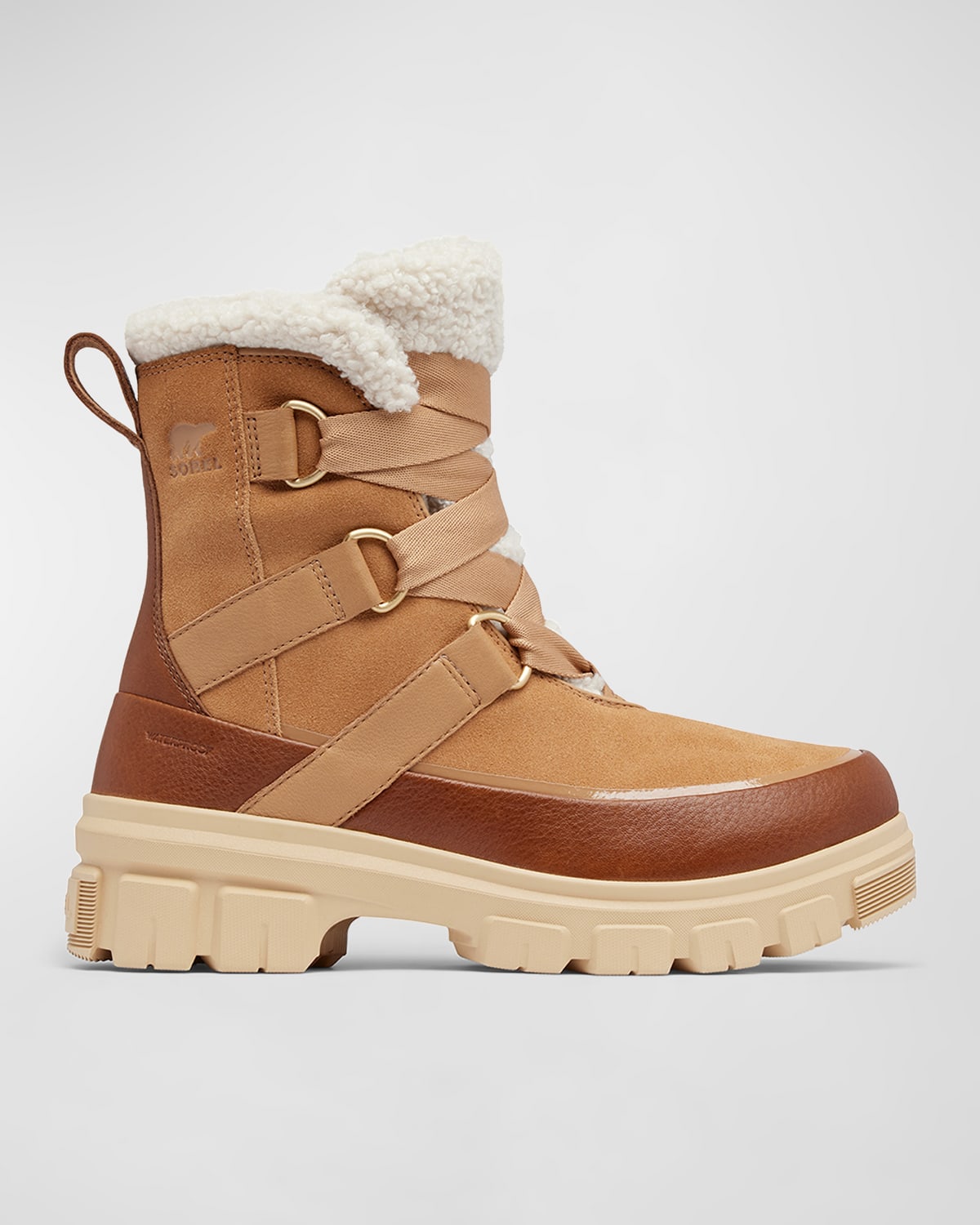 Sorel Tivoli V Faux Shearling Waterproof Boot In Tawny Buff Ceramic