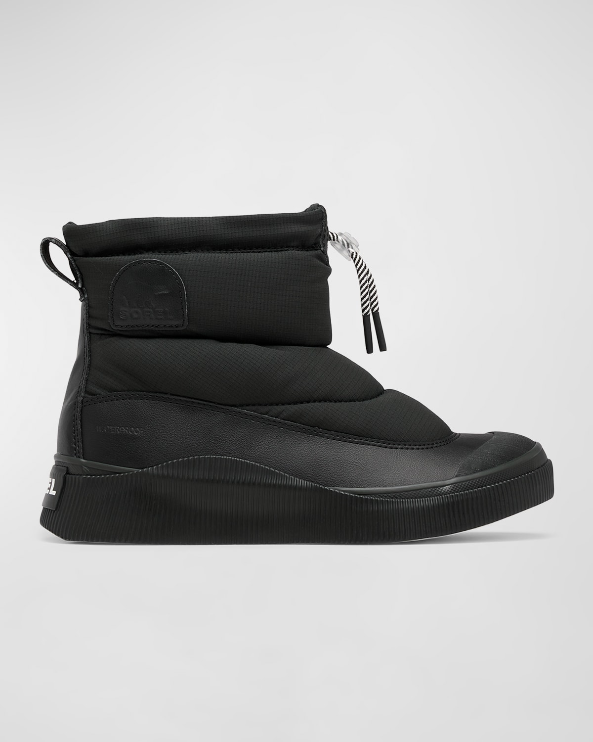 Sorel Out N About Iv Puffy Lace-up Waterproof Boot In Black, Chalk