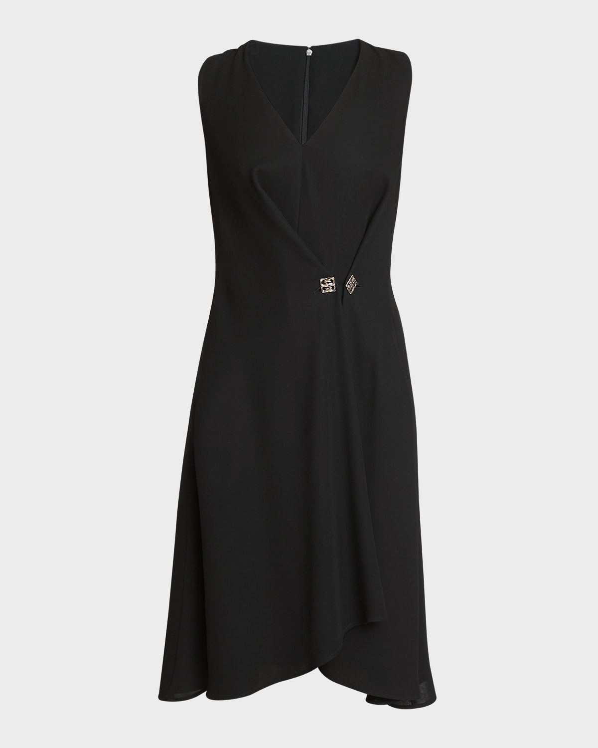 Givenchy Dress With 4g Detail And Pleated Effect In Crepe Satin In Black