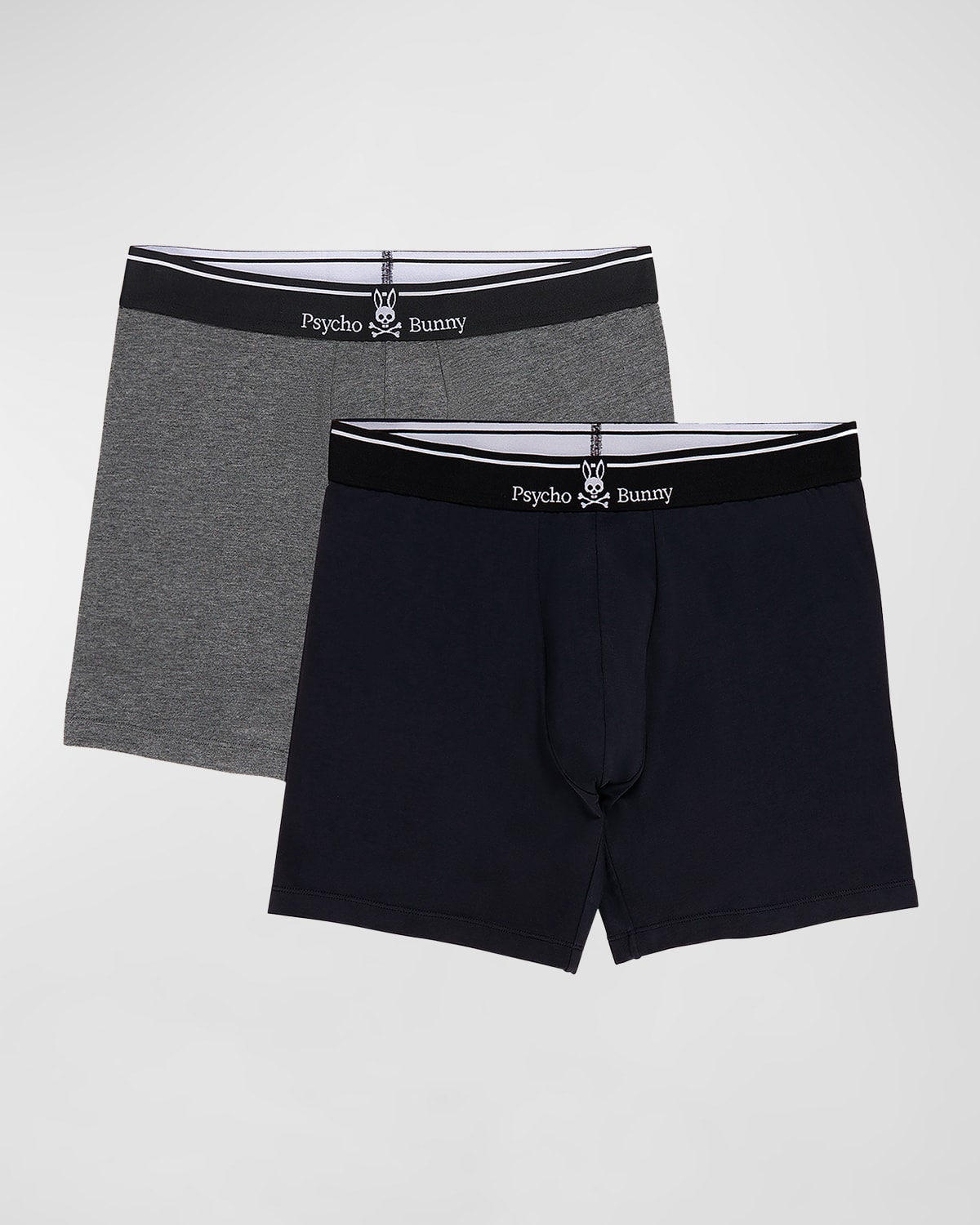 Psycho Bunny Men's Solid Knit 2-pack Boxer Briefs In Mixed Grey