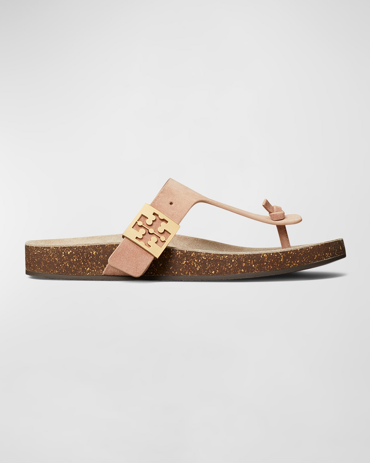 Shop Tory Burch Mellow Leather Buckle Thong Sandals In Malva  Avola