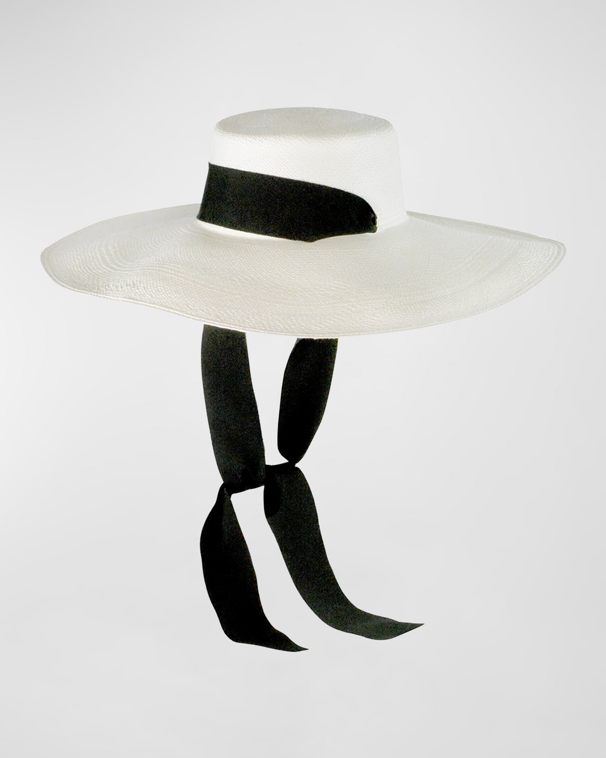 Sensi Studio Cordovan Straw Large Brim Hat With Velvet Band In White