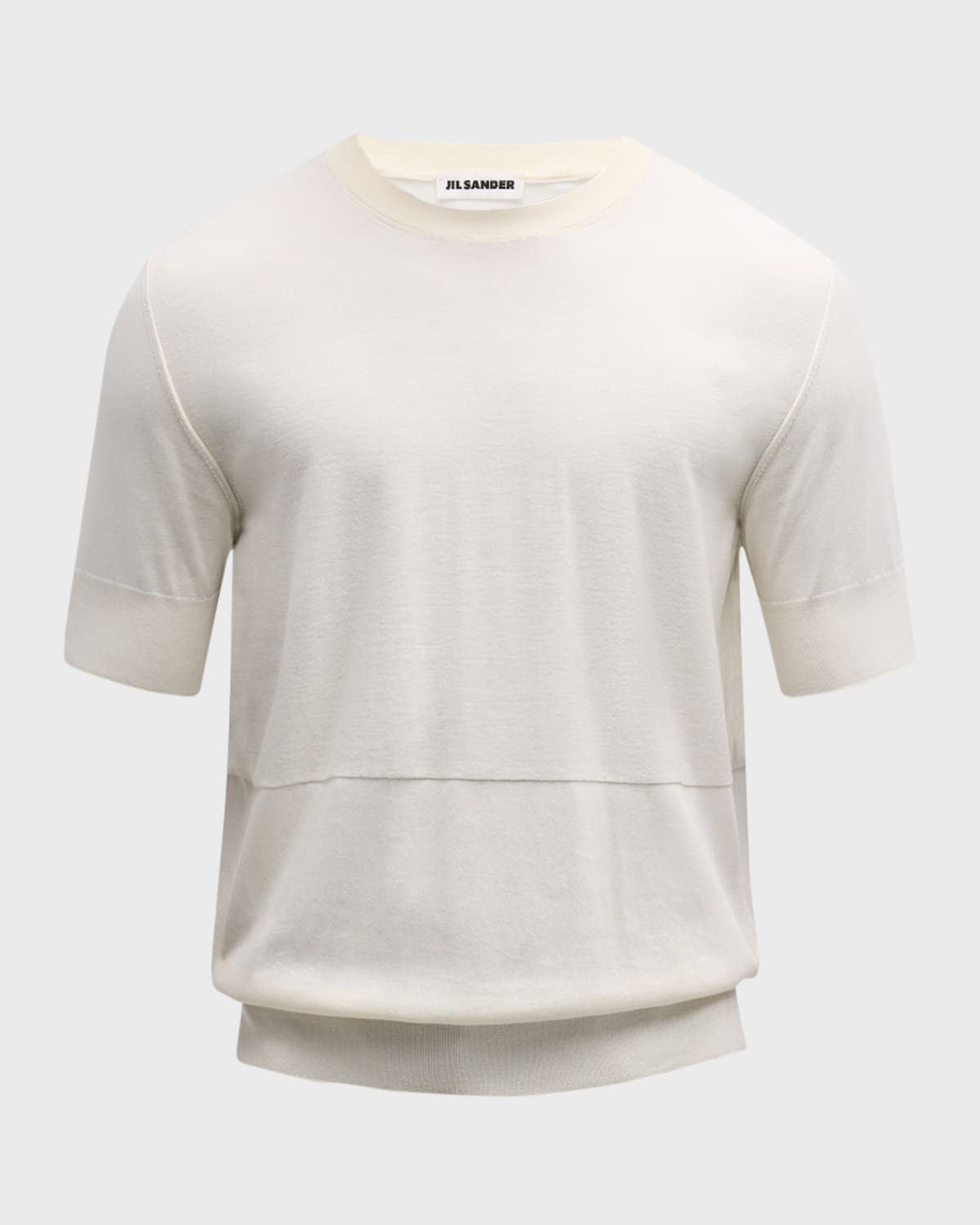 Jil Sander Men's Crew T-shirt With Stitch Detailing In Porcelain