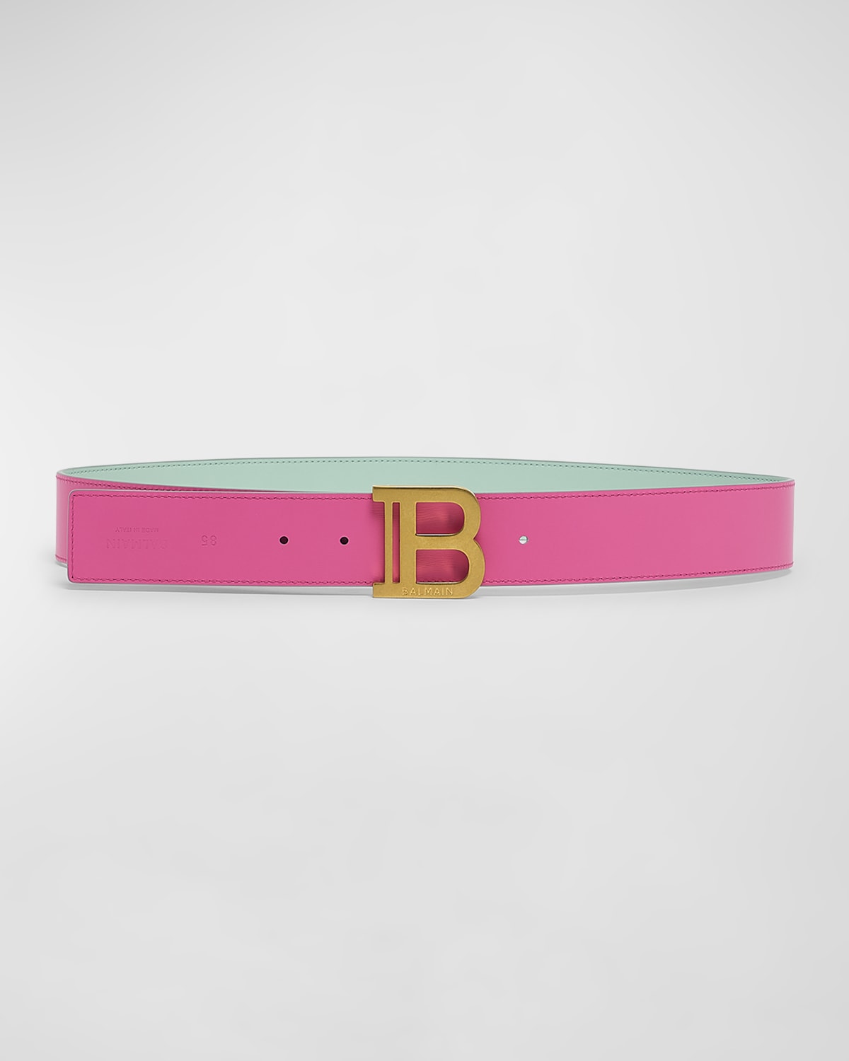 Balmain Reversible Leather B-belt In Pink