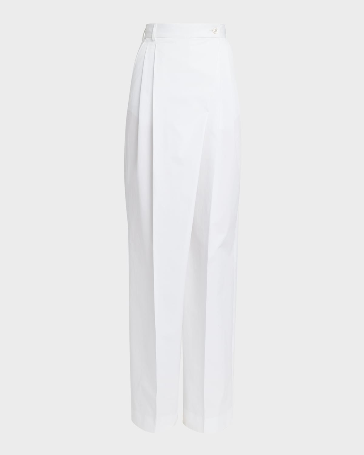 Dolce & Gabbana Cotton Popeline Flared Wide-leg Pants With Frontal French Pockets In White