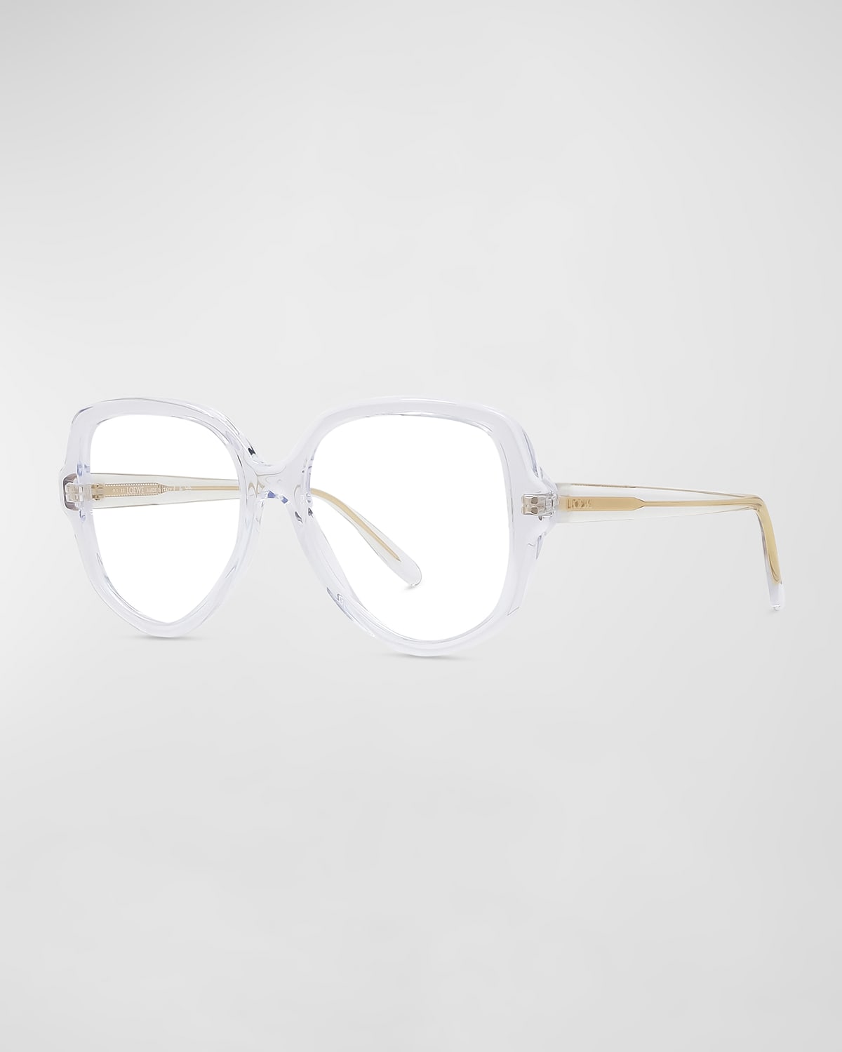 Loewe Thin Geometric Acetate Round Glasses In White