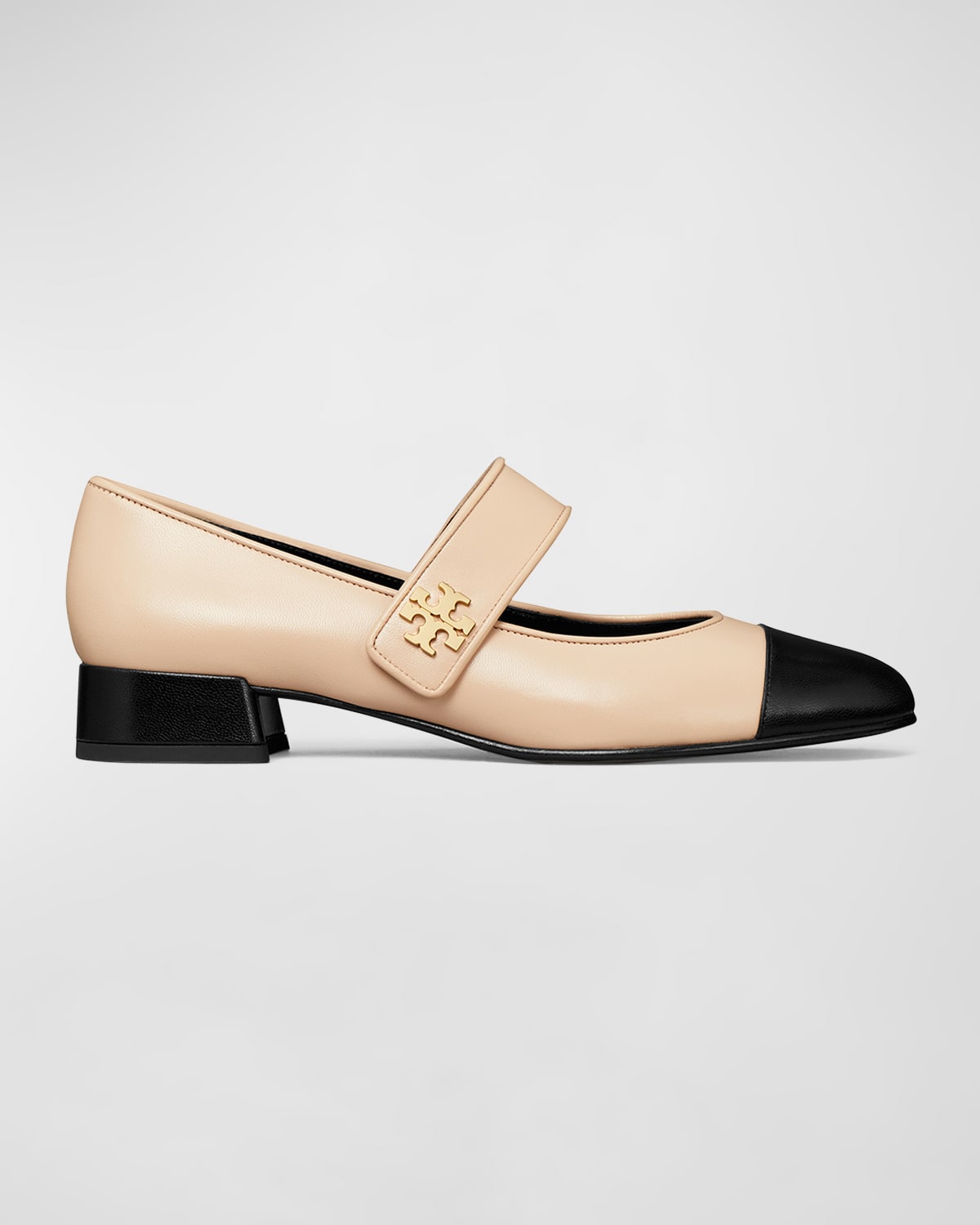 Shop Tory Burch Mary Jane Cap-toe Bicolor Ballerina Flats In Rose Pink  Perfect Black