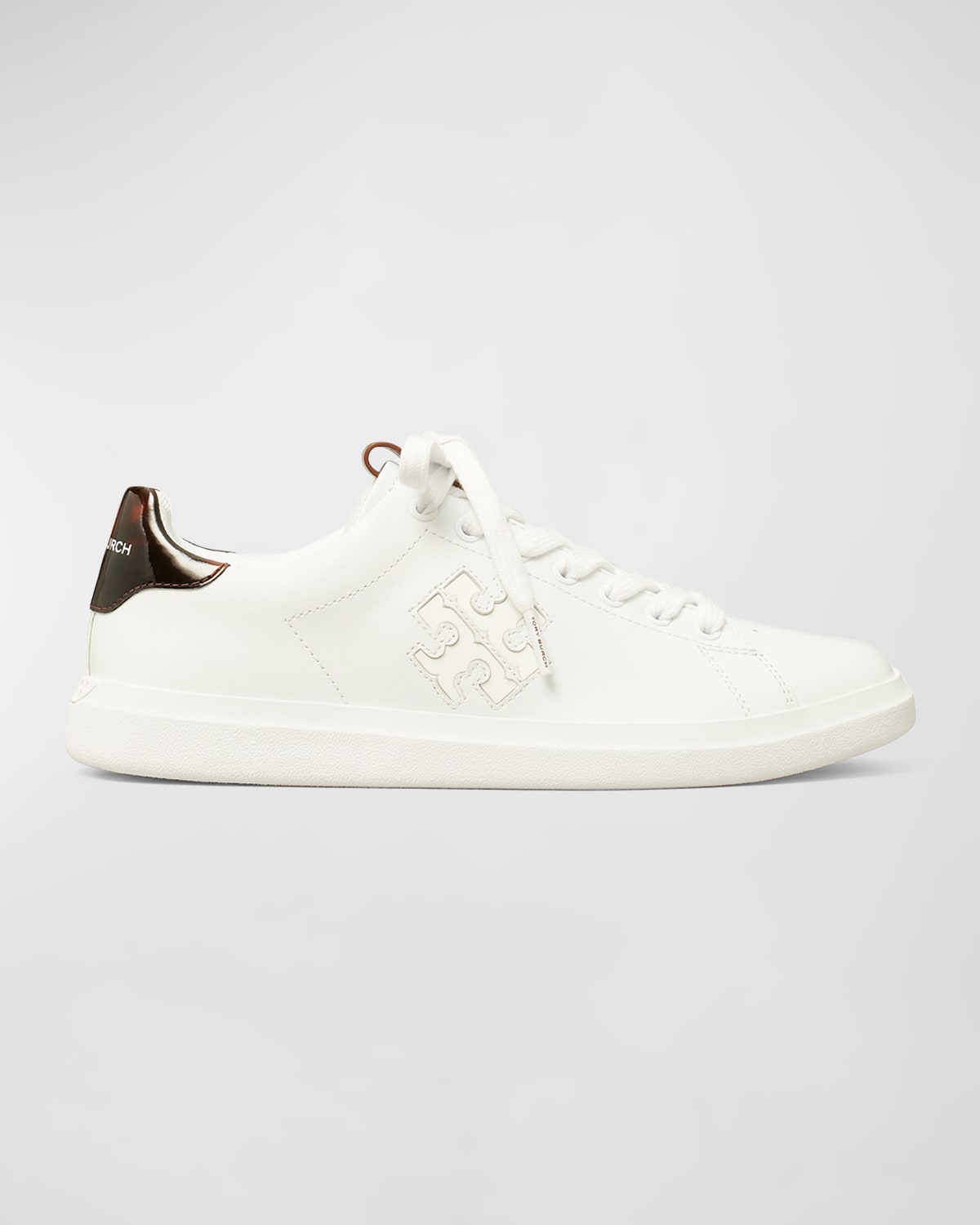 Shop Tory Burch Howell Double T Bicolor Sneakers In Titanium White  Creta