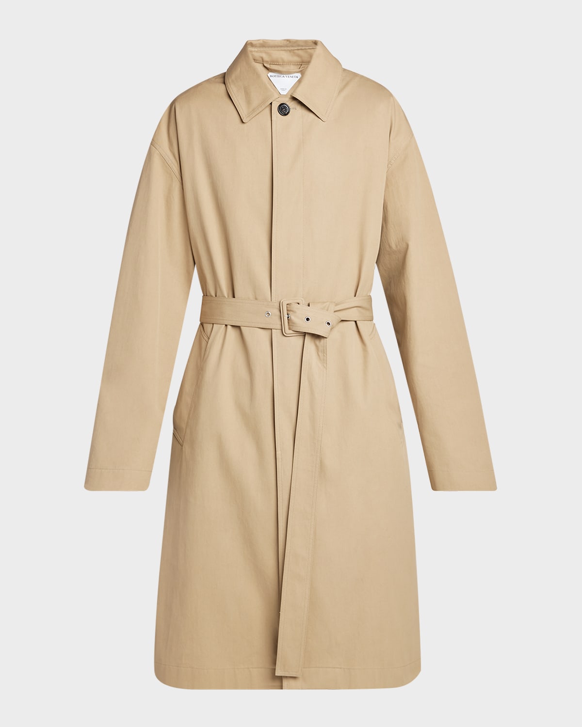 Bottega Veneta Men's Check-lined Twill Trench Coat In Ferro/nero