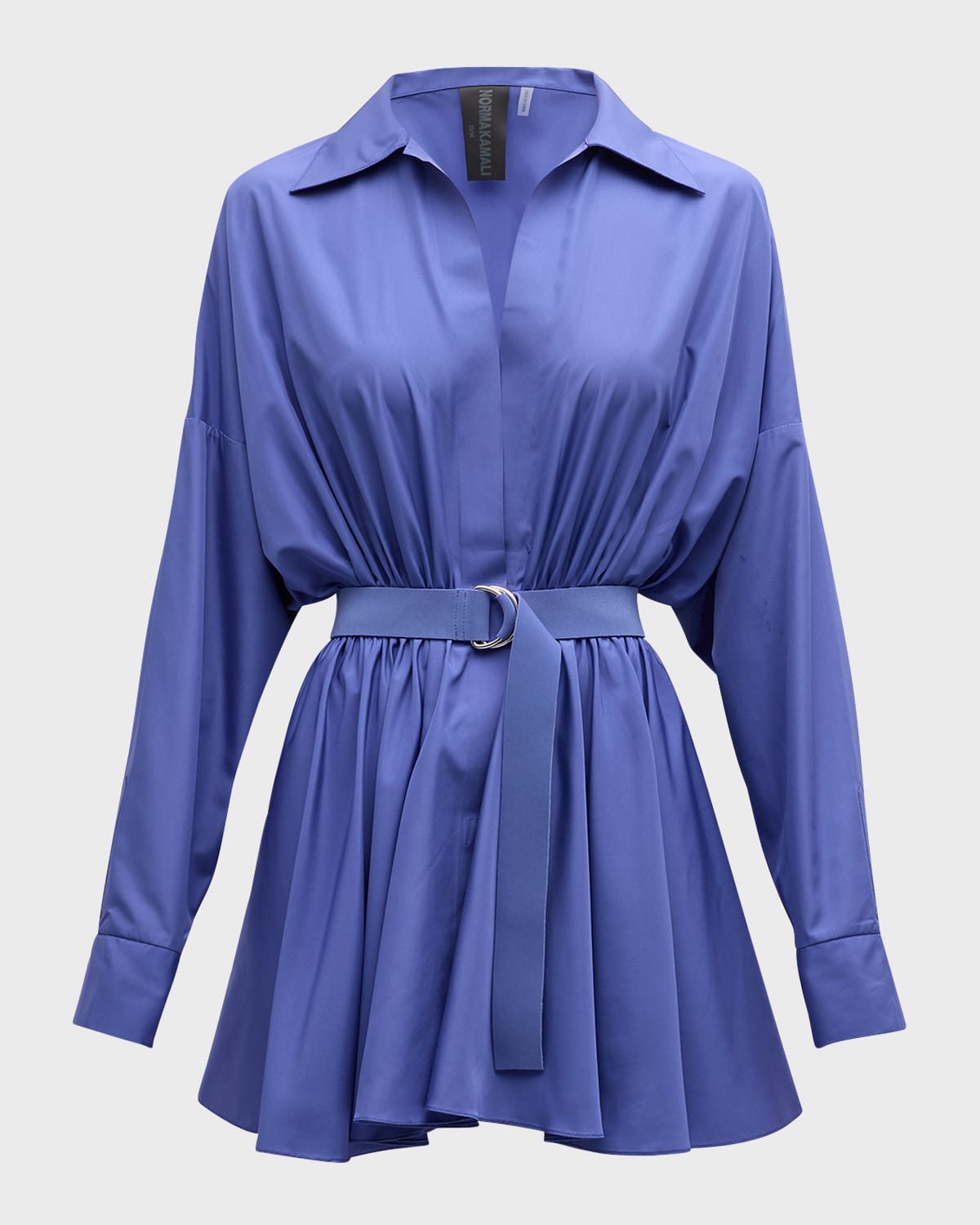 Norma Kamali Super Oversized Boyfriend Mini Shirtdress In Military Blue