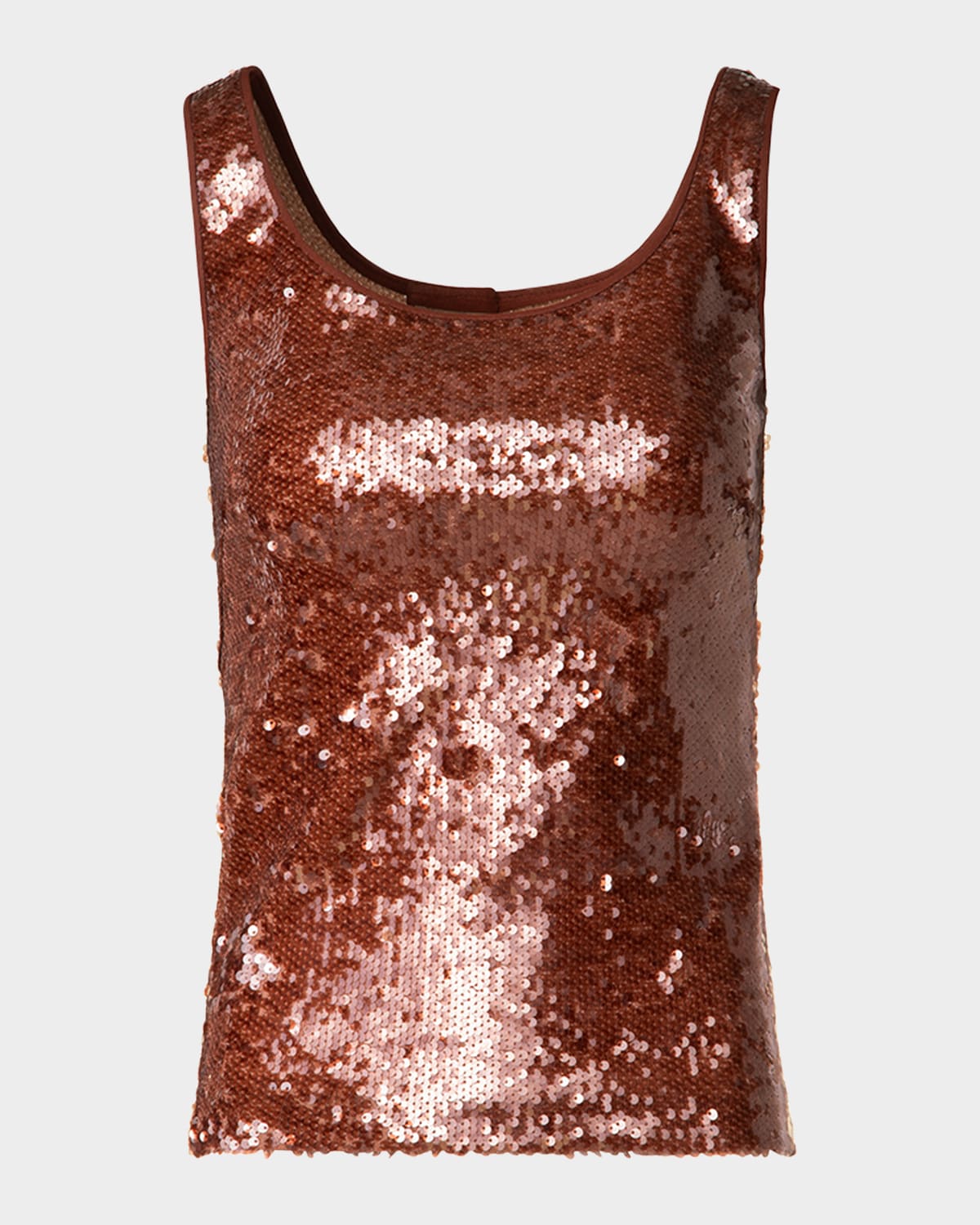 Shop Akris Sequined Scoop-neck Tank Top In Vicuna