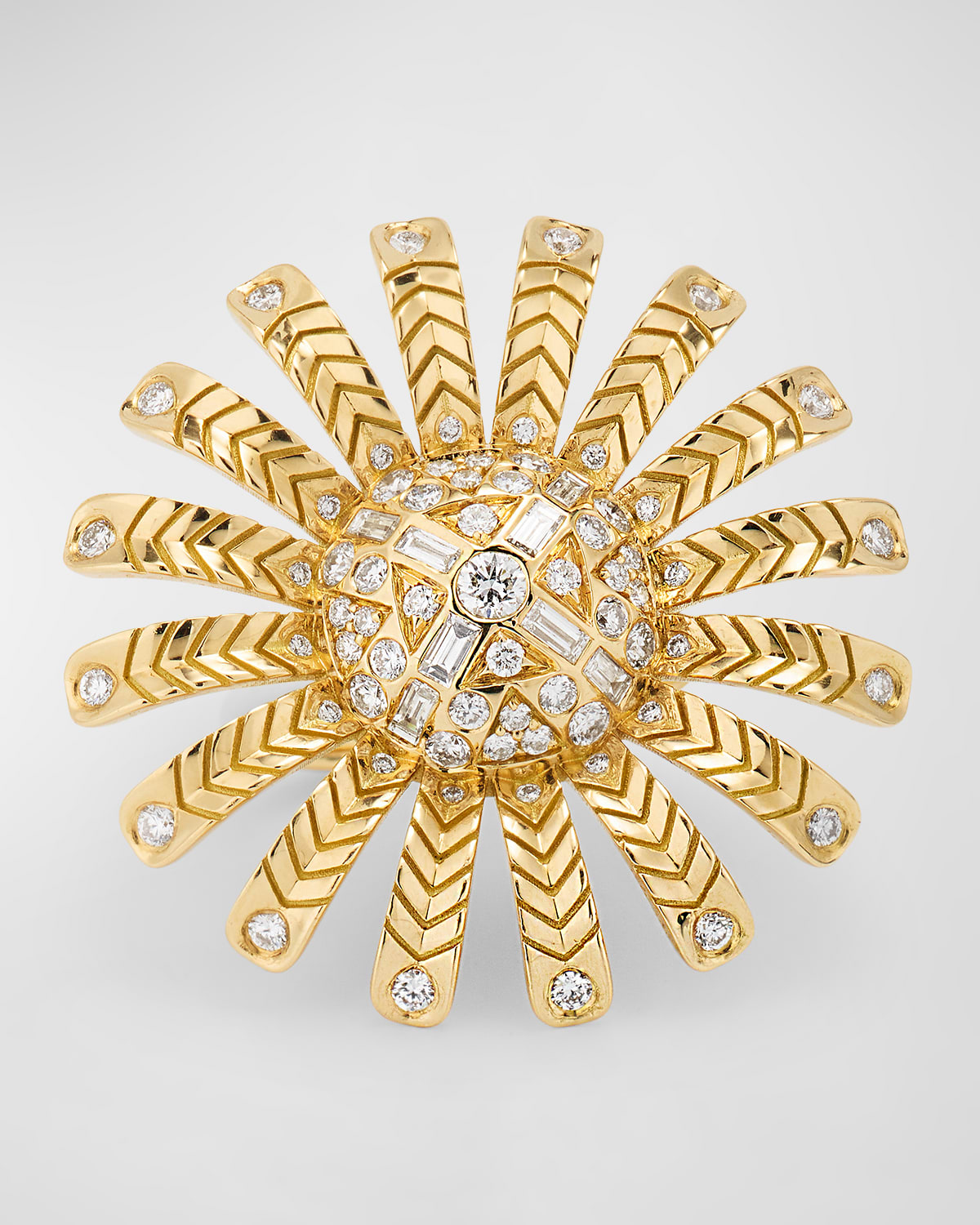 Shop Harwell Godfrey 18k Yellow Gold Chubby Sunflower Diamond Ring In Yg
