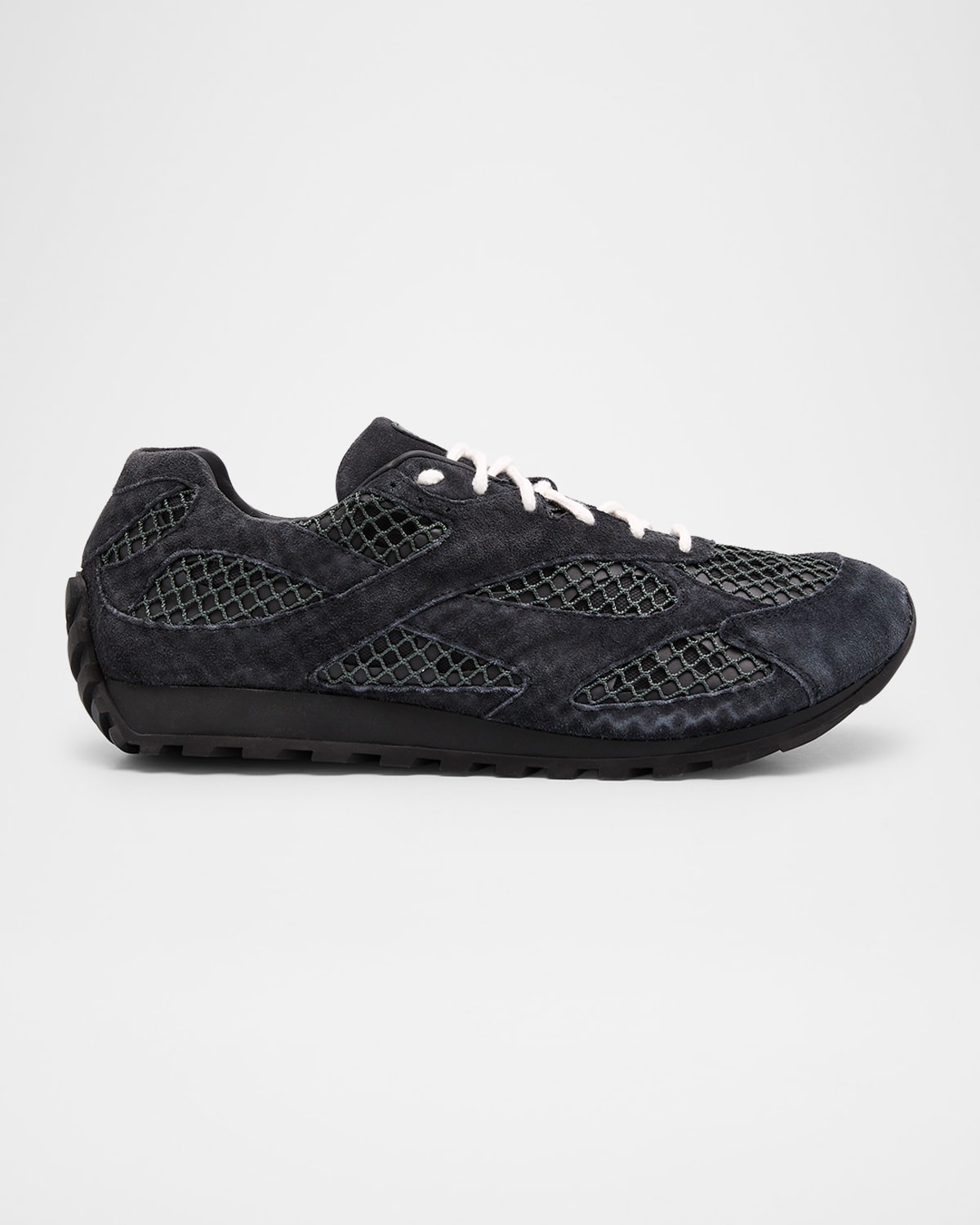 Bottega Veneta Textured Suede And Mesh Grey Sneakers In Shadow