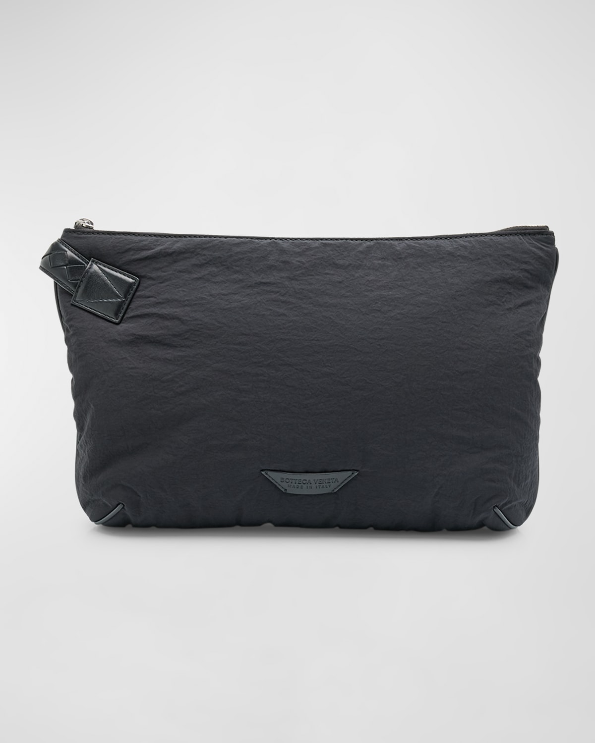 Bottega Veneta Men's Crossroad Paper Nylon Small Pouch In Nero