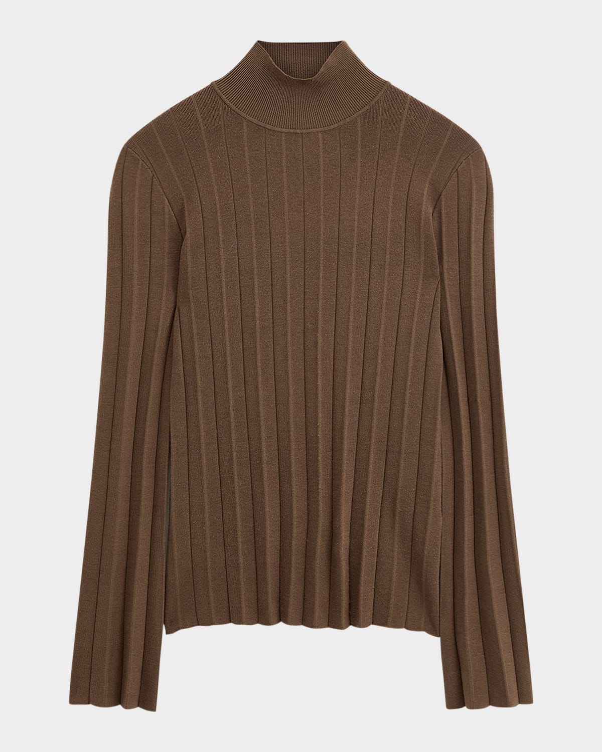 Joseph Mock-neck Silk Stretch Plisse Sweater In Arabica