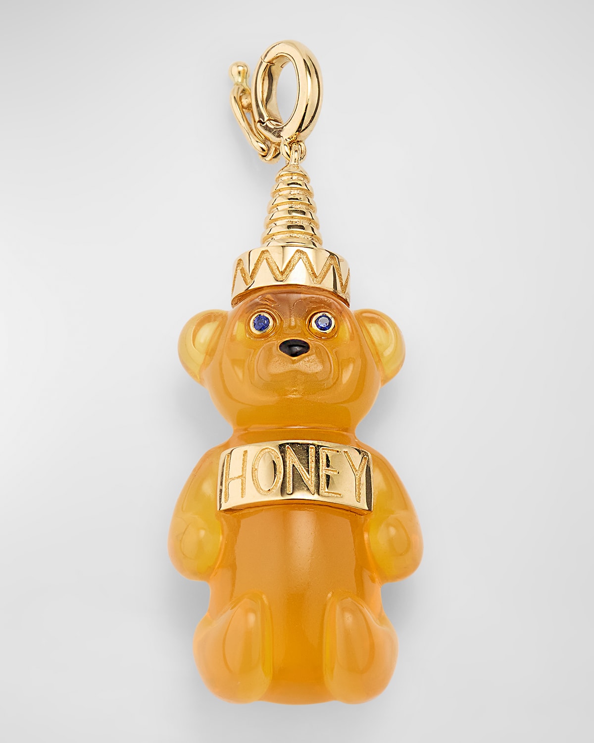 Fire Opal & Sapphire Honey Bear Pendant
