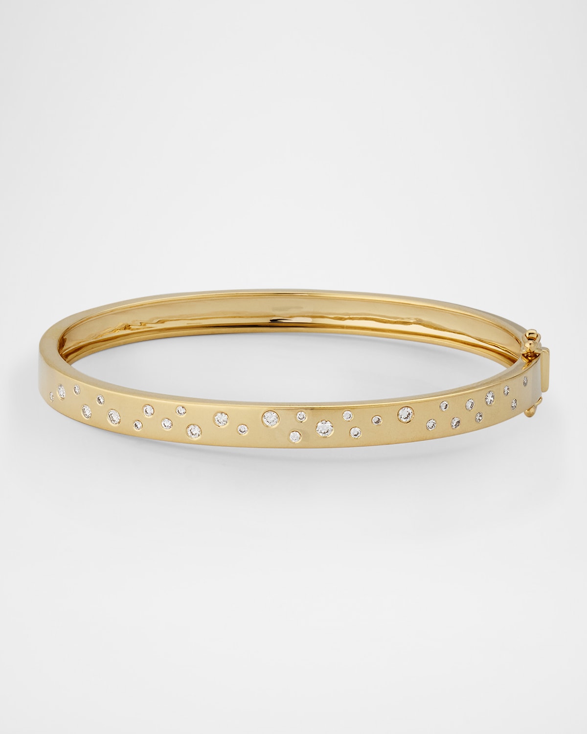 14K Yellow Gold Scattered Diamond Bangle Bracelet