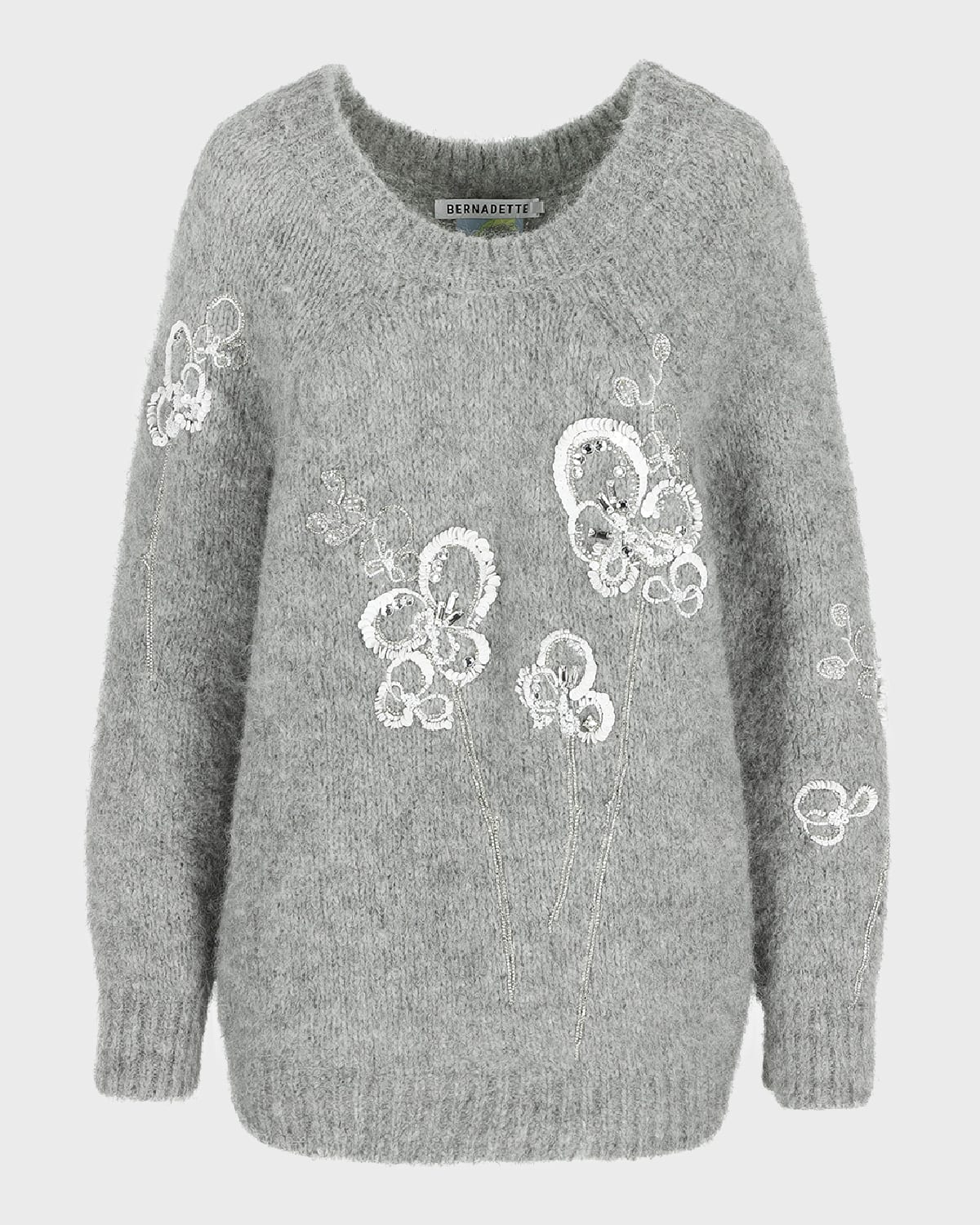 Flower Embroidered Alpaca Wool Sweater