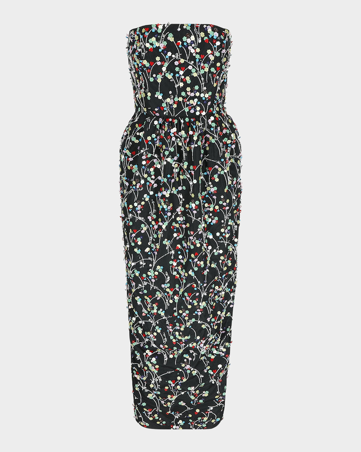 Lena Sequin Embroidered Strapless Gown
