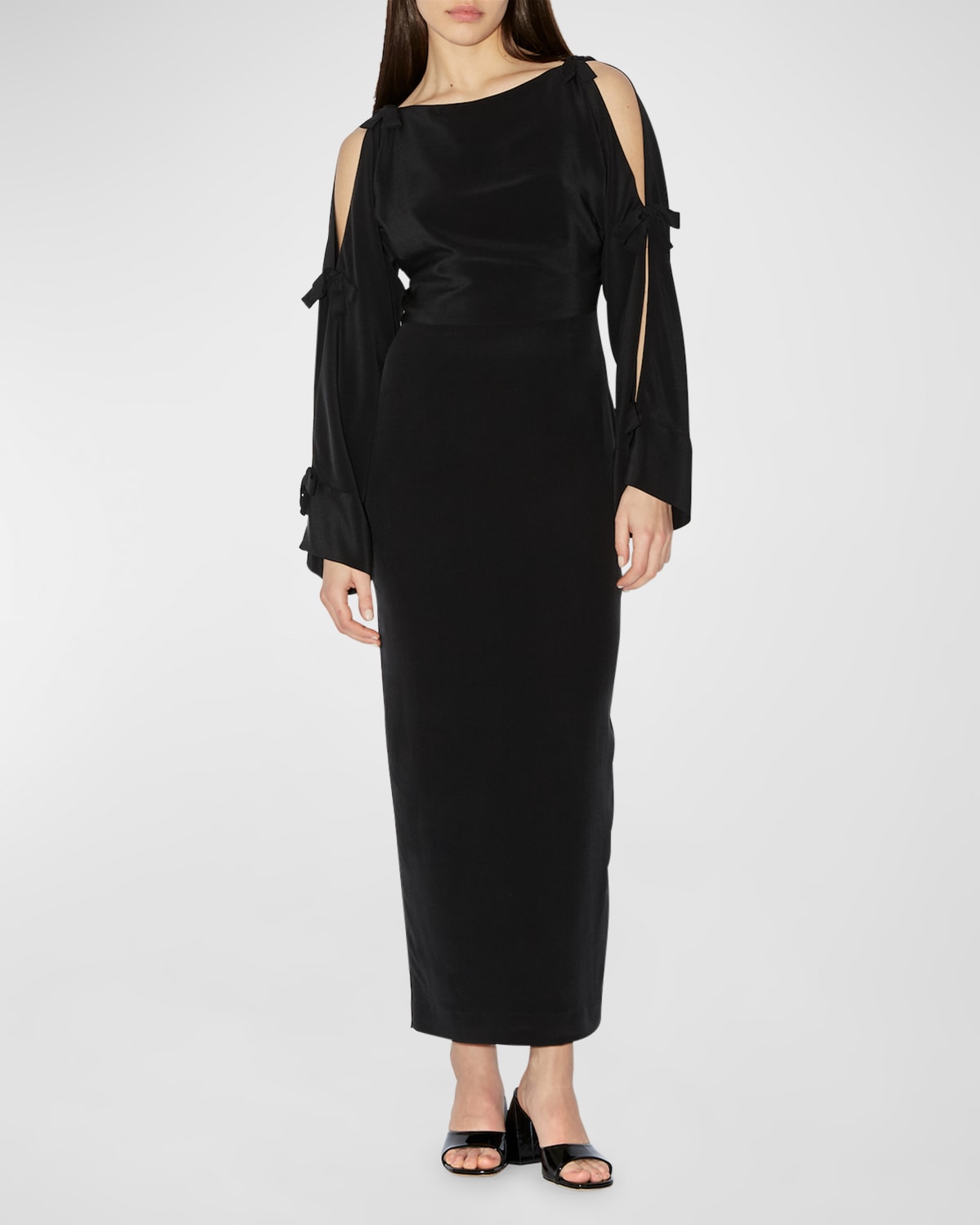 Bernadette Candela Bow-slash Sleeves Maxi Dress In Black